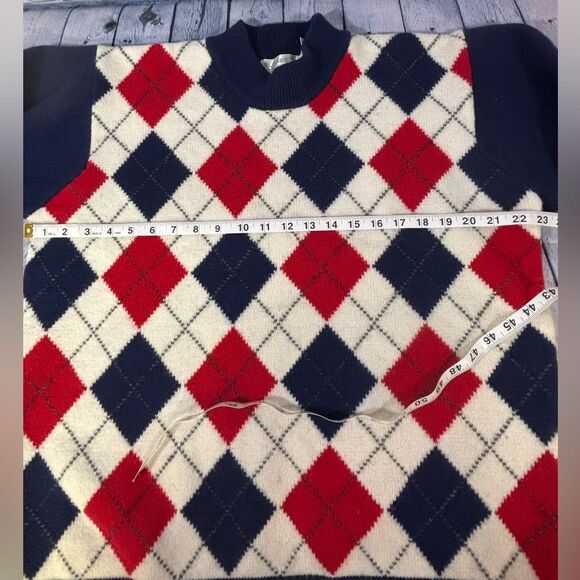 Elisabeth Liz Claiborne Navy Red Preppy Classic Argyle Lambswool Sweater 2X - Picture 7 of 9